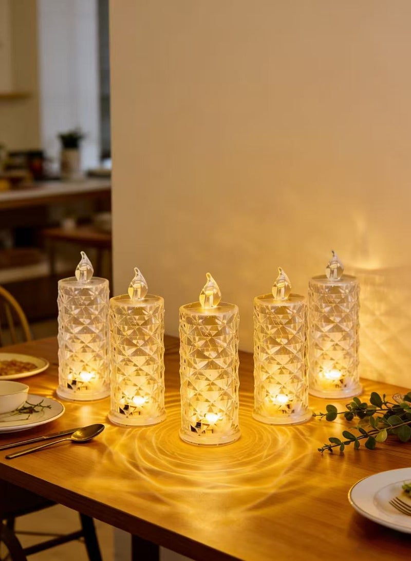 LAIAOCISI 5Pcs LED Rose Fanous Lamp Romantic Candles Flameless Fanoos Tealights Night Lights for Home, Ramadan, Home Decor, Diwali, Deepawali, Festival Gifting - Image 1